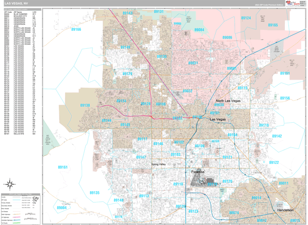 Las Vegas City Digital Map Premium Style